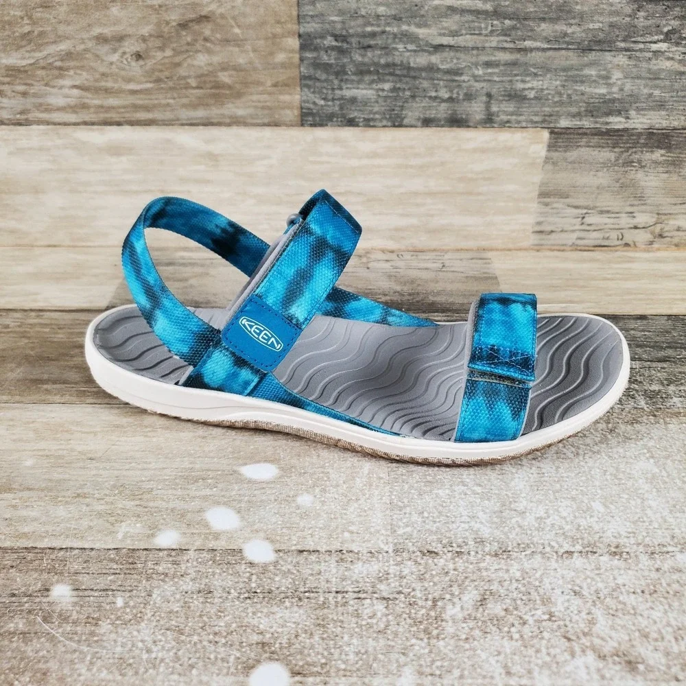 Keen Elle Backstrap Kids‎ Sandals Sz 6 Sea Moss Fjord Blue Adjustable Open Toe